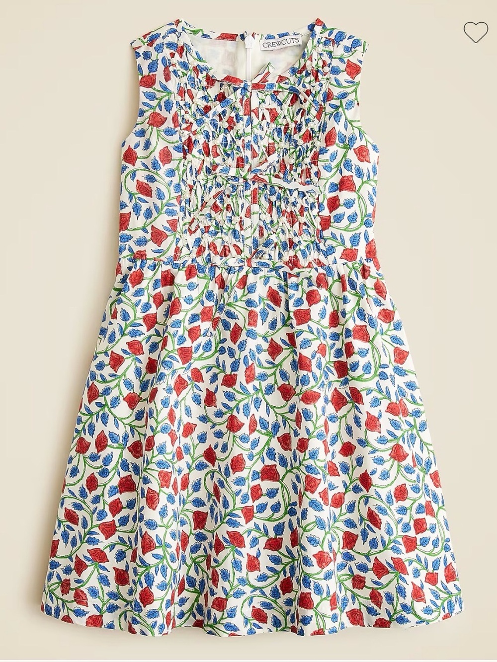 Crewcuts Girls' smocked floral dress with pearl embellishments NWOT